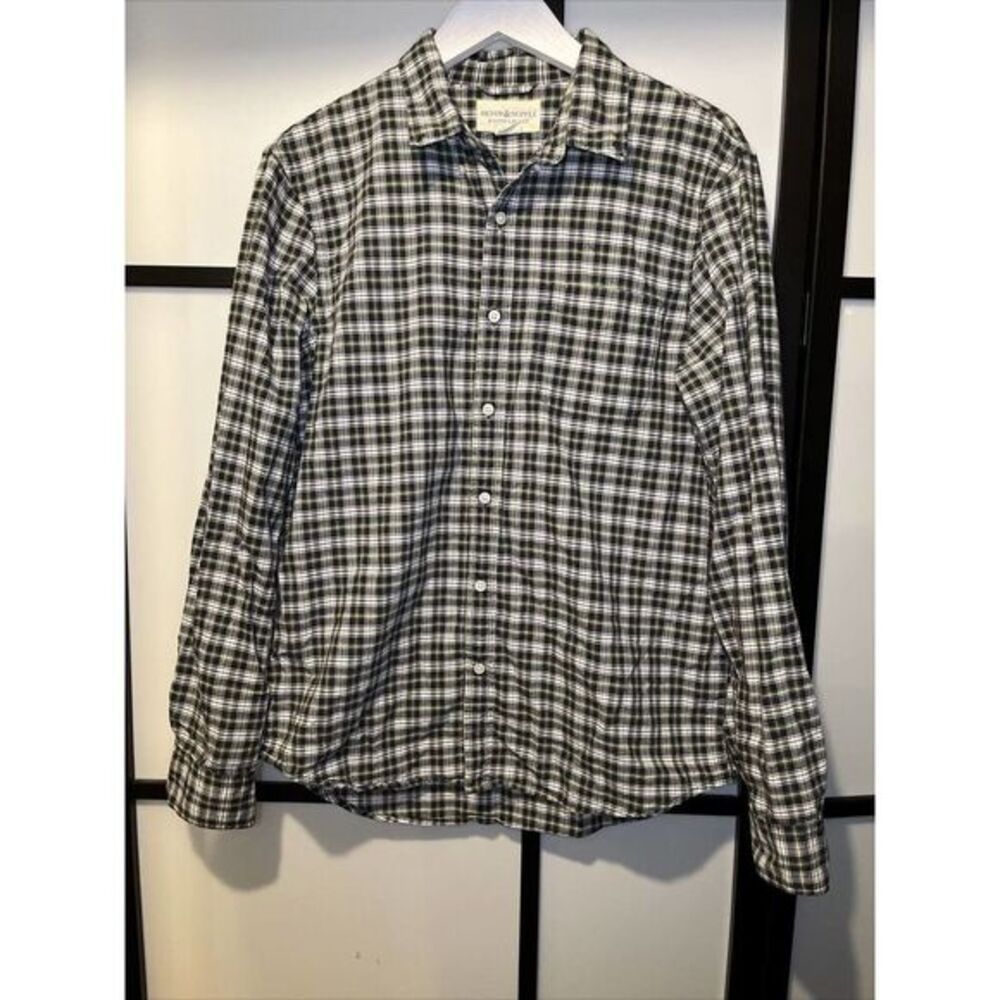 Ralph Lauren Denim & Supply Mens Large Plaid Long Sleeve Shirt Black White